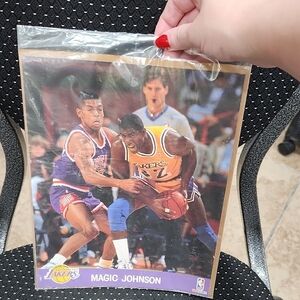 1990 NBA HOOPS 8x10 GLOSSY ACTION PHOTO of MAGIC JOHNSON